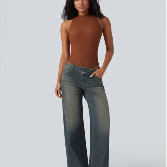 HALARA Flex™ Asymmetric Low Rise Zipper Pockets Baggy Wide Leg - Picture 5 of 6